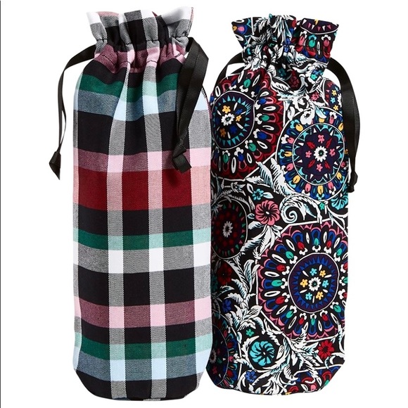 Vera Bradley Set of 2 Bottle Gift Bags in Stained Glass Medallion - Picture 1 of 12